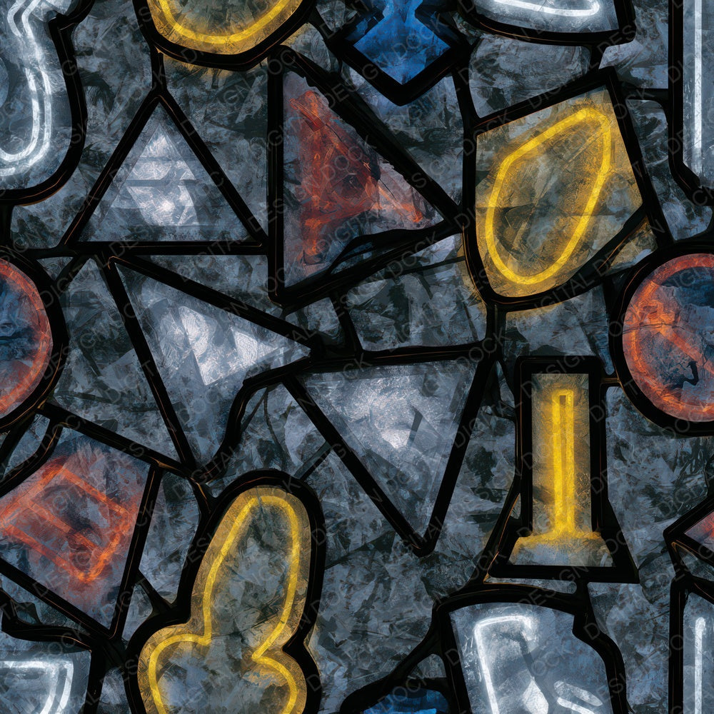 Stained Glass Neon Signs Storm Silver Digital Paper Pack (DDD013964)