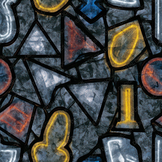 Stained Glass Neon Signs Storm Silver Digital Paper Pack (DDD013964)