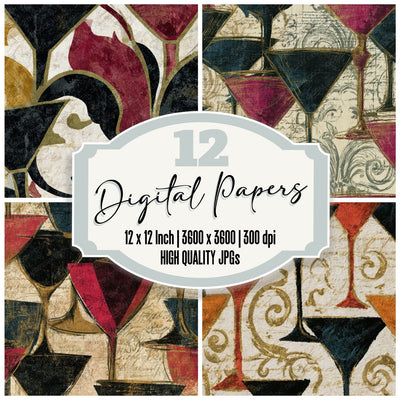 Baroque Neon Martini Oxblood Bone Digital Paper Pack (DDD013969)