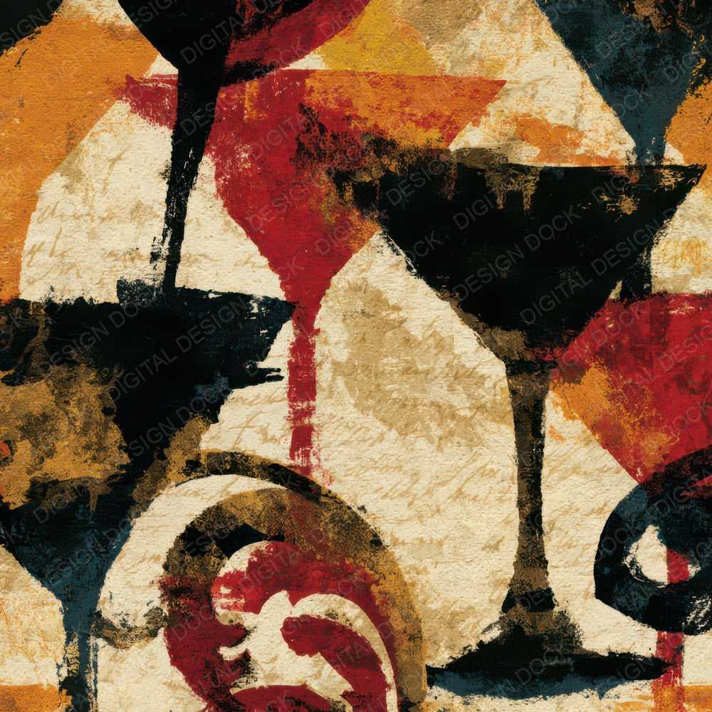Baroque Neon Martini Oxblood Bone Digital Paper Pack (DDD013969)