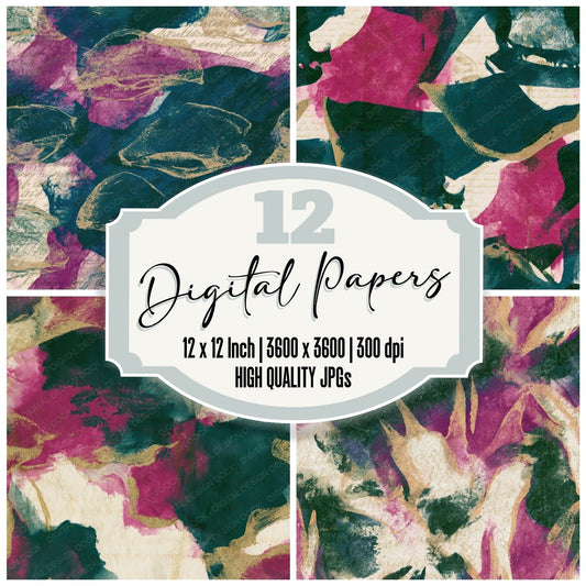 Cyanotype Jawbones Magenta Jungle Green Digital Paper Pack (DDD013970)