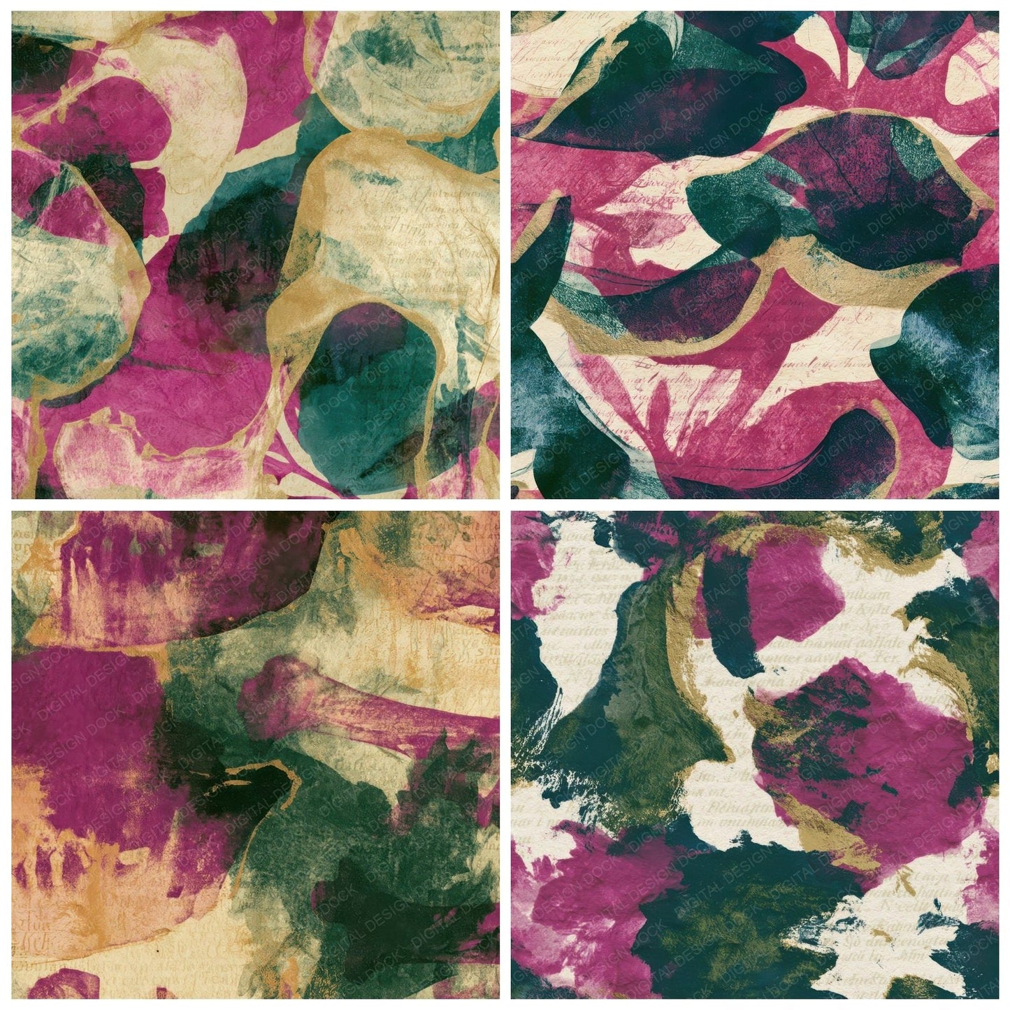 Cyanotype Jawbones Magenta Jungle Green Digital Paper Pack (DDD013970)