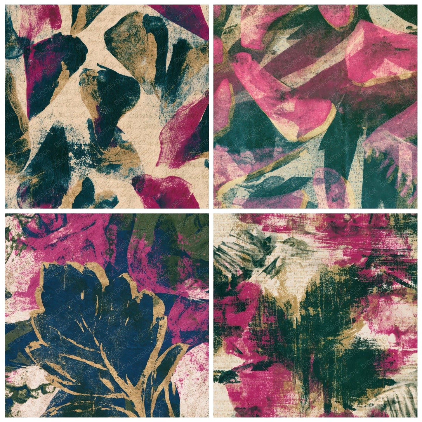 Cyanotype Jawbones Magenta Jungle Green Digital Paper Pack (DDD013970)