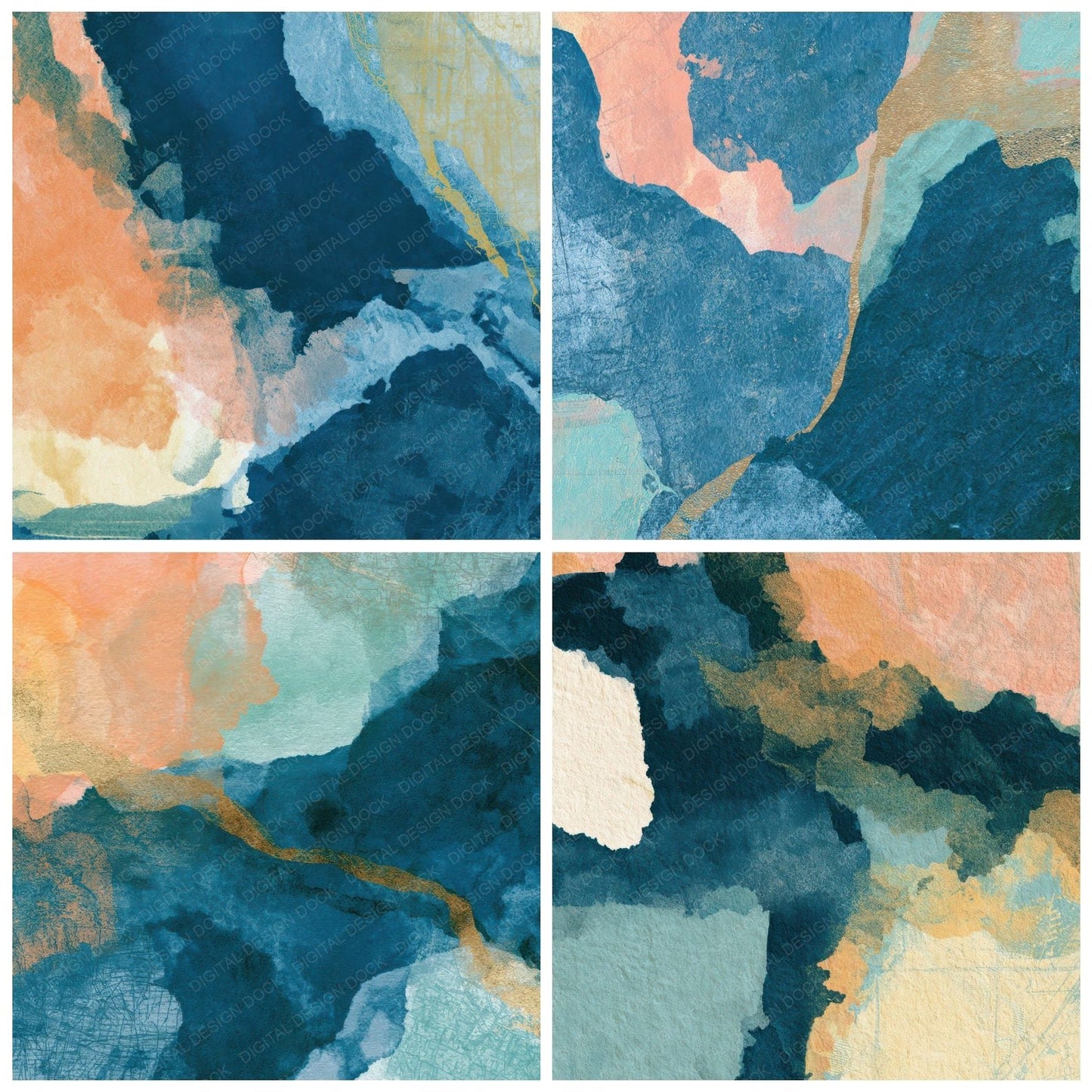 Cyanotype Peach Mint Butter Tonal Digital Paper Pack (DDD013971)