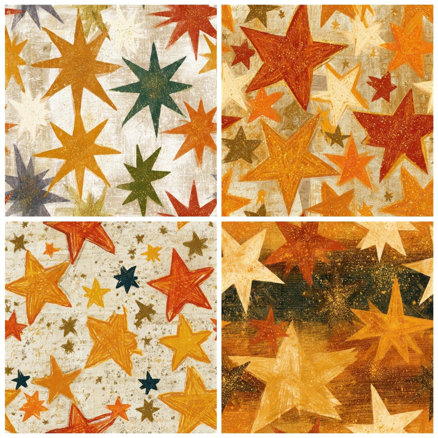 Folk Art Neon Stars Amber Seamless Digital Paper Pack (DDD013973)