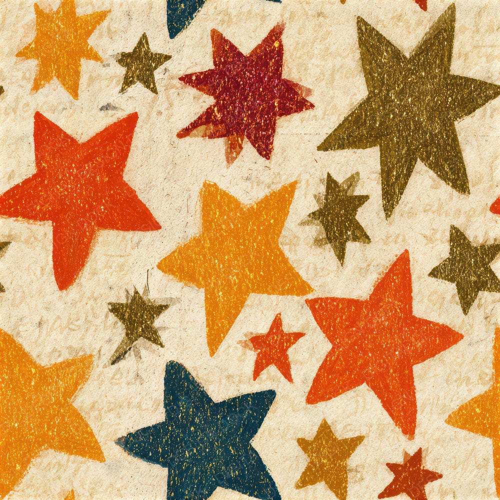 Folk Art Neon Stars Amber Seamless Digital Paper Pack (DDD013973)