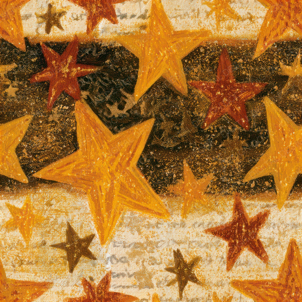 Folk Art Neon Stars Amber Seamless Digital Paper Pack (DDD013973)