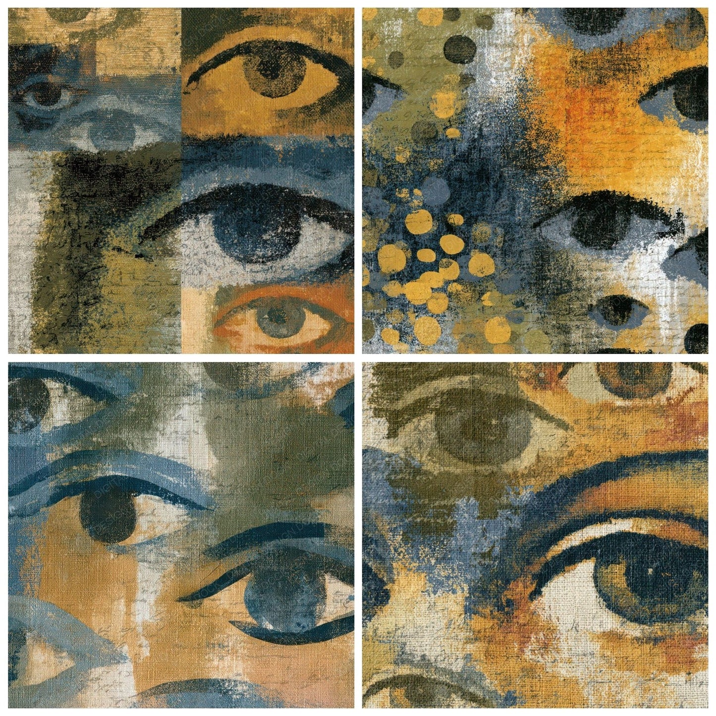 Fresco Cyclops Eyes Olive Ochre Digital Paper Pack (DDD013974)