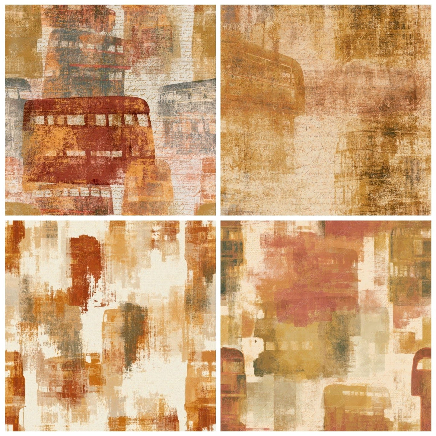 Layered London Buses Rust Brass Digital Paper Pack (DDD013977)
