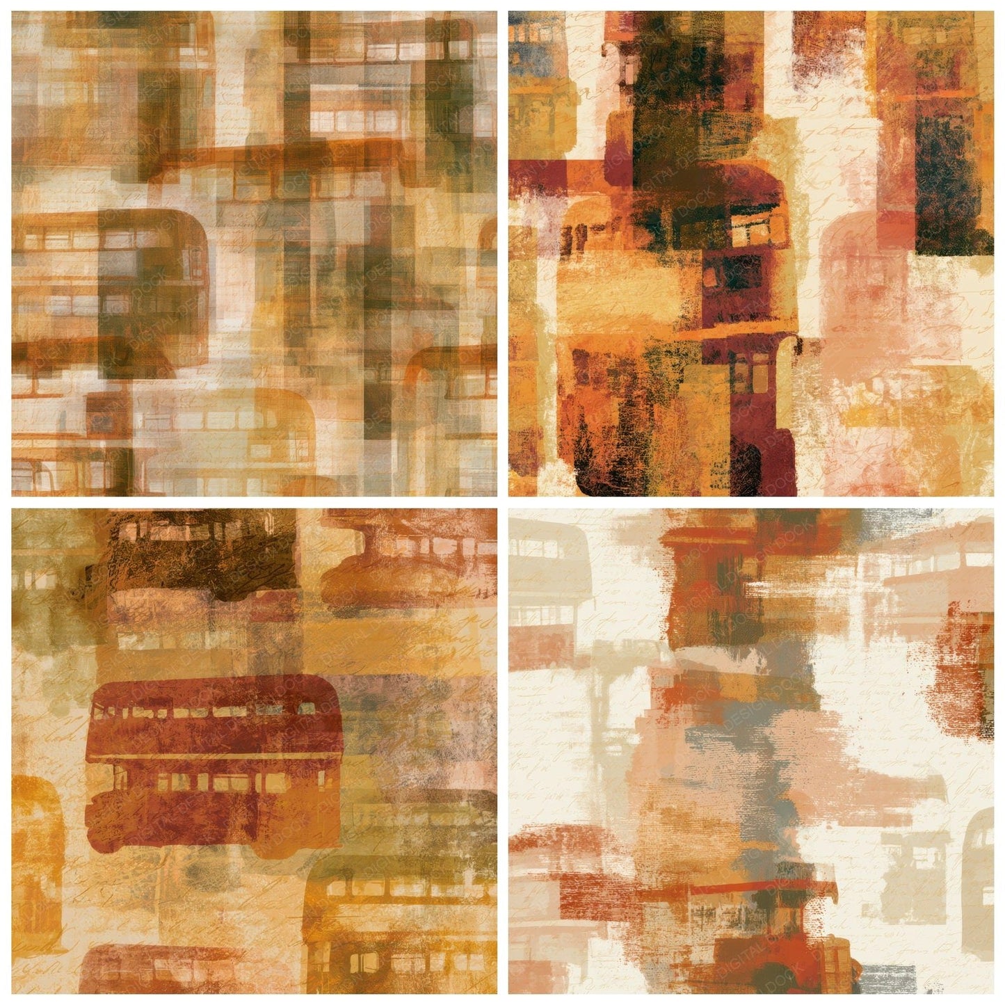 Layered London Buses Rust Brass Digital Paper Pack (DDD013977)