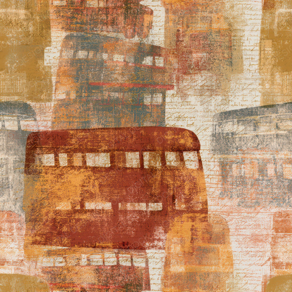 Layered London Buses Rust Brass Digital Paper Pack (DDD013977)