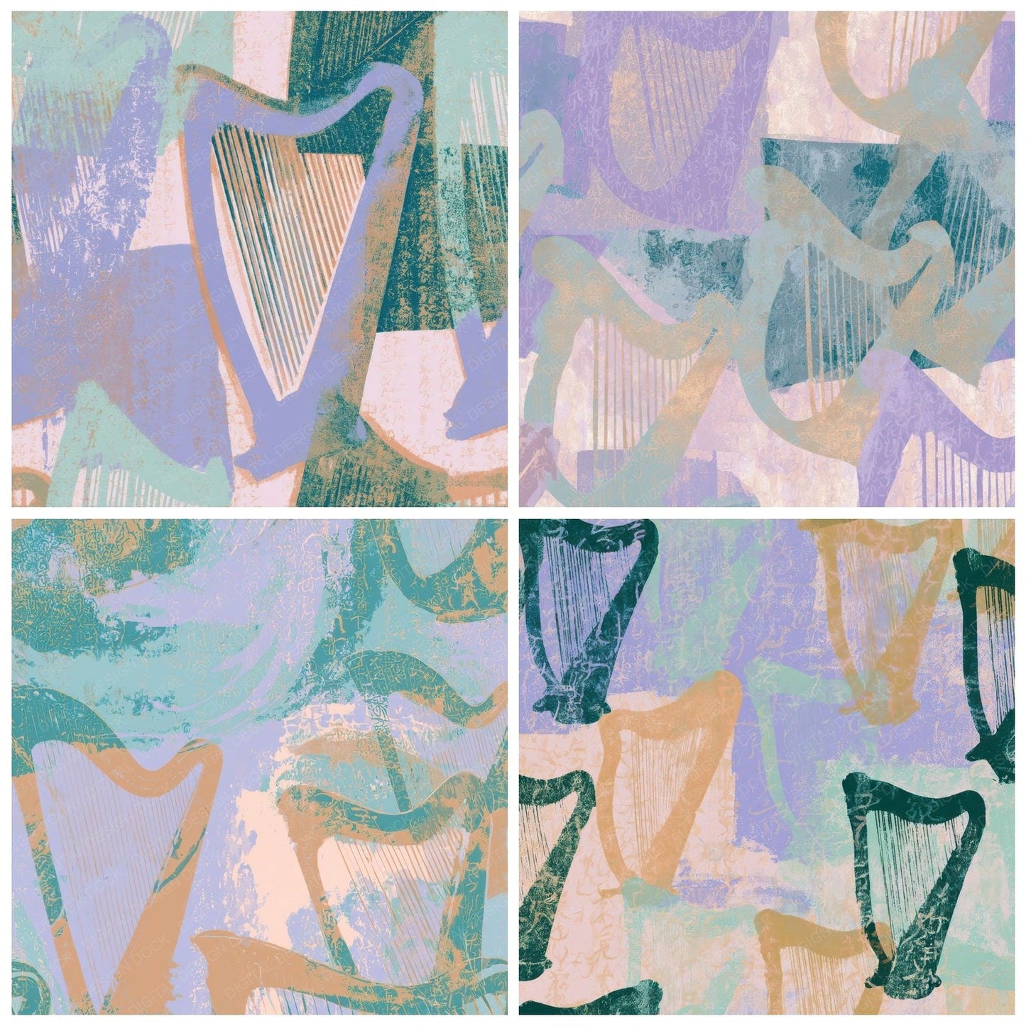 Screenprint Harps Lilac Mint Digital Paper Pack (DDD013982)