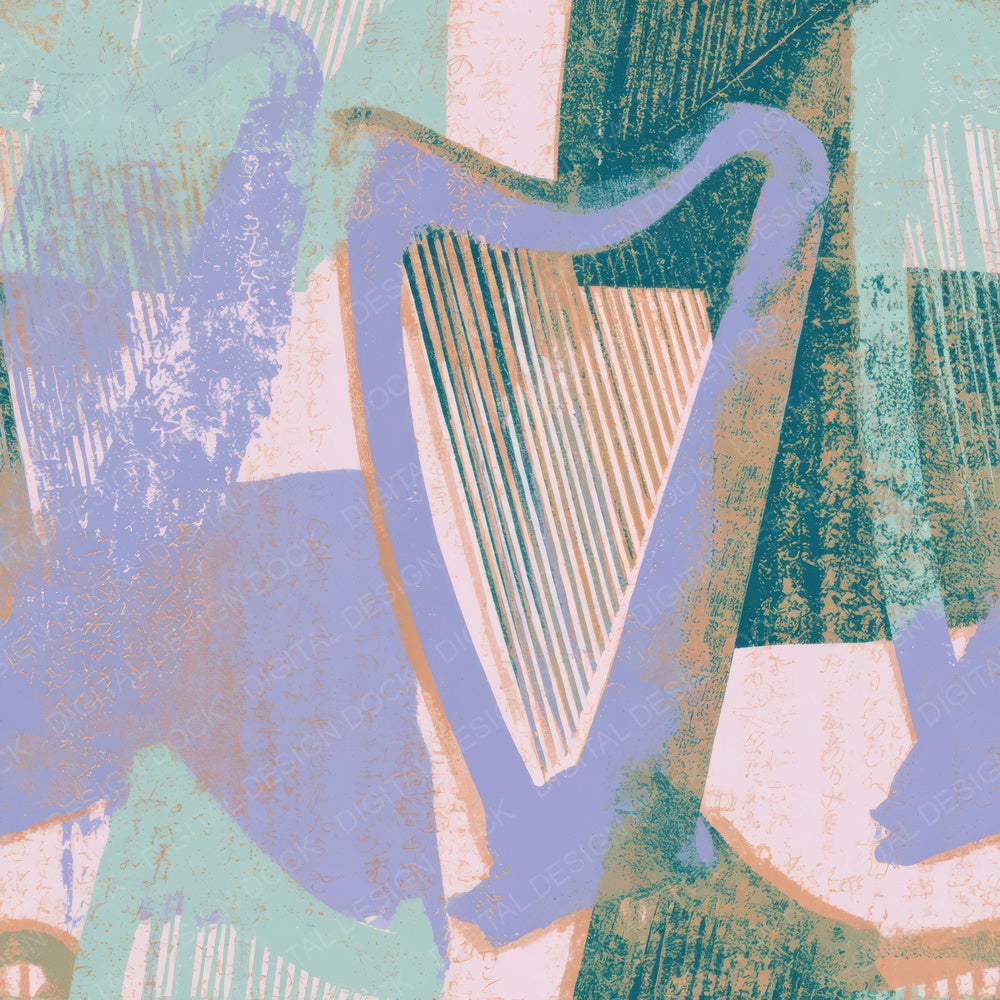 Screenprint Harps Lilac Mint Digital Paper Pack (DDD013982)