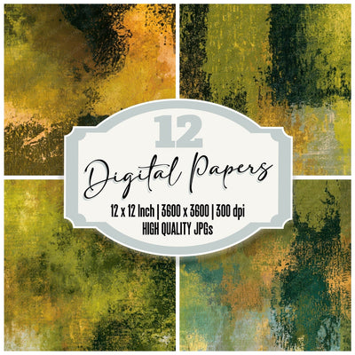 Typographic Olive Chartreuse Abstract Digital Paper Pack (DDD013983)