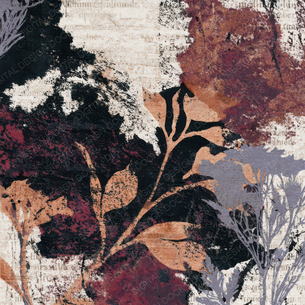 Antique Botanical Oxblood Bone Tonal Digital Paper Pack (DDD013985)