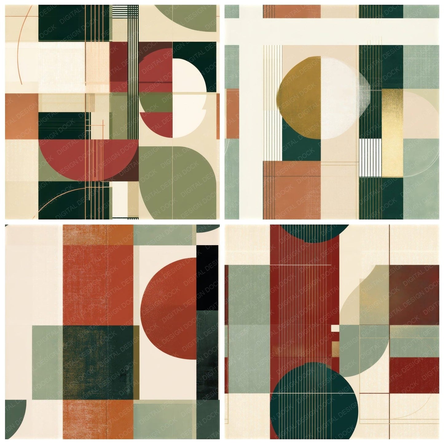 Bauhaus Adobe Sage Abstract Digital Paper Pack (DDD013986)