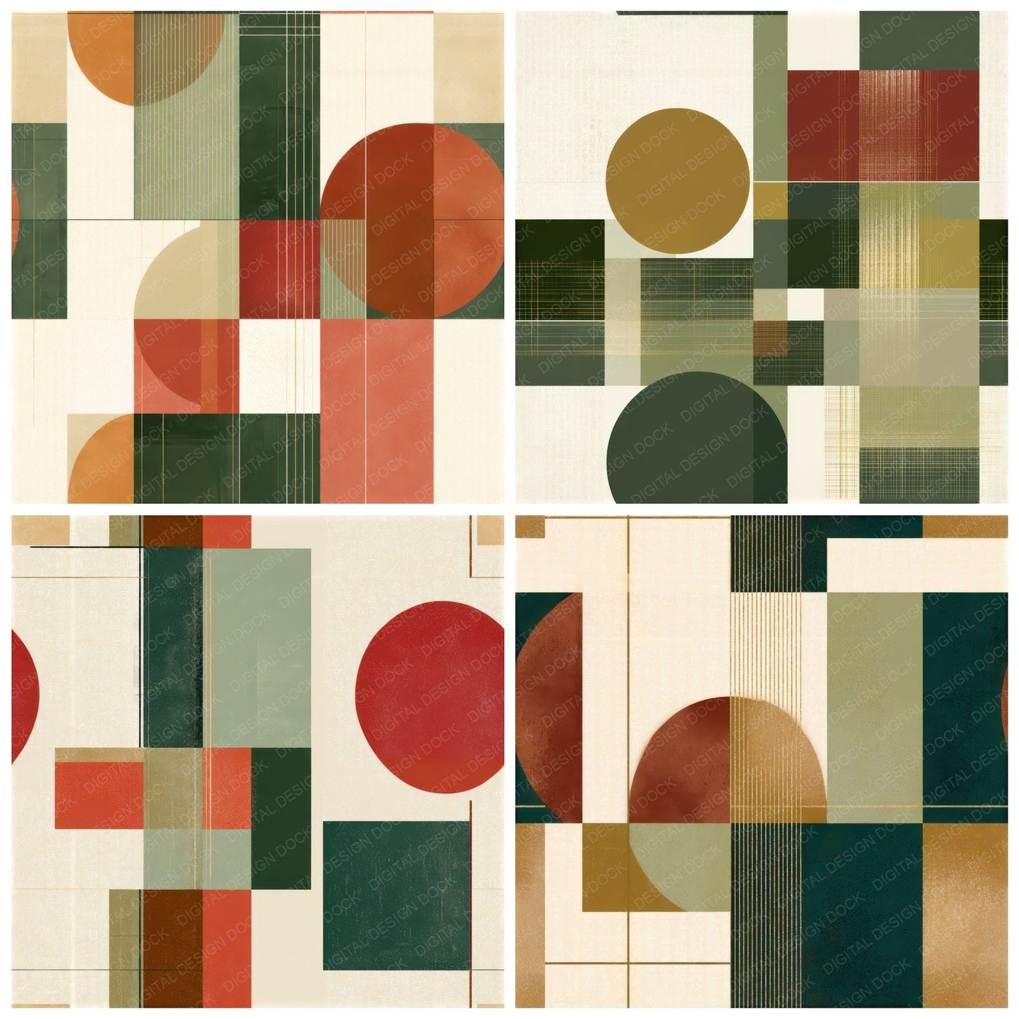 Bauhaus Adobe Sage Abstract Digital Paper Pack (DDD013986)