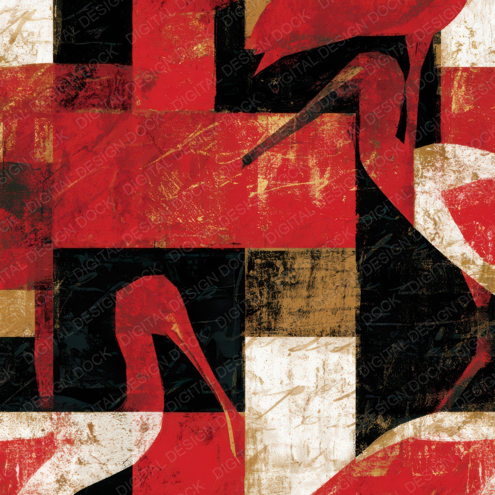 Bauhaus Spoonbill Crimson White Digital Paper Pack (DDD013987)