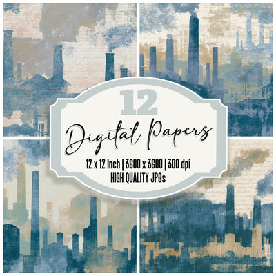 Cyanotype Factory Silhouettes Slate Sand Digital Paper Pack (DDD013988)