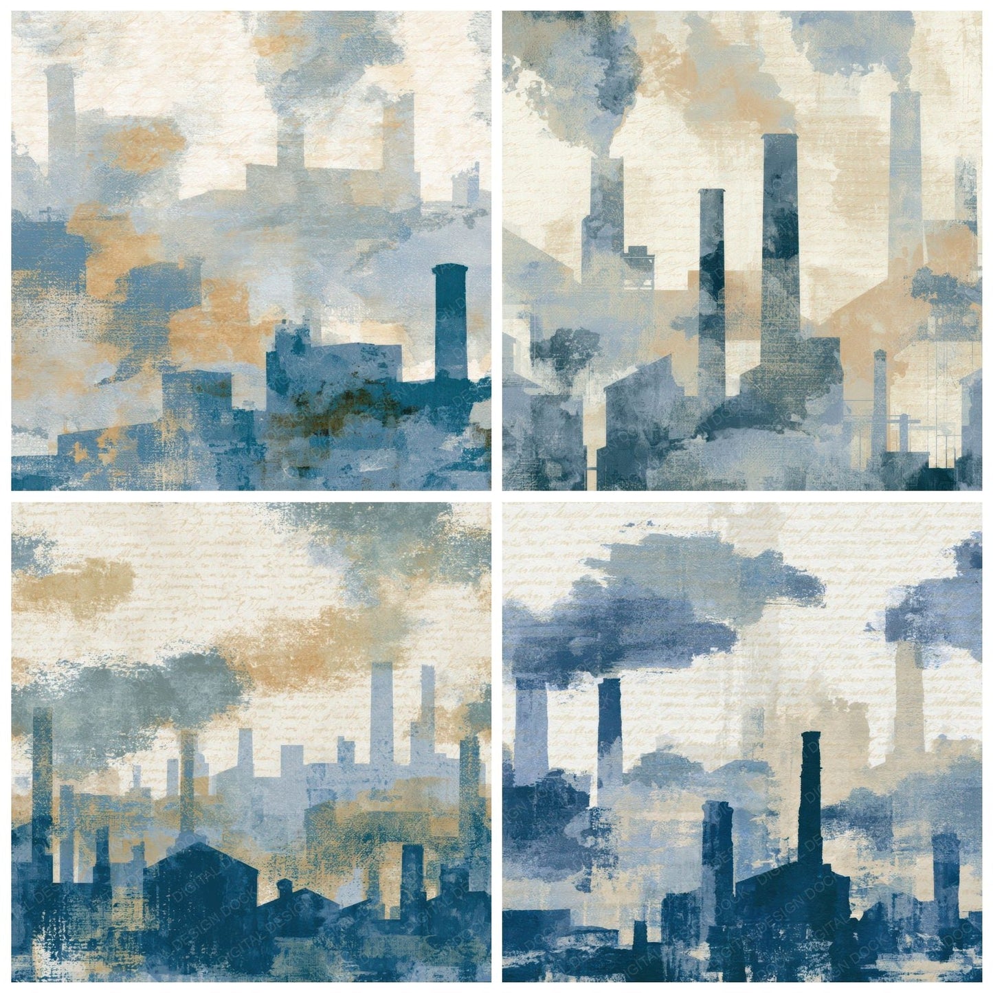 Cyanotype Factory Silhouettes Slate Sand Digital Paper Pack (DDD013988)