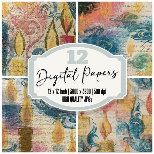 Drypoint Candle Smoke Pink Blue Lemon Digital Paper Pack (DDD013989)