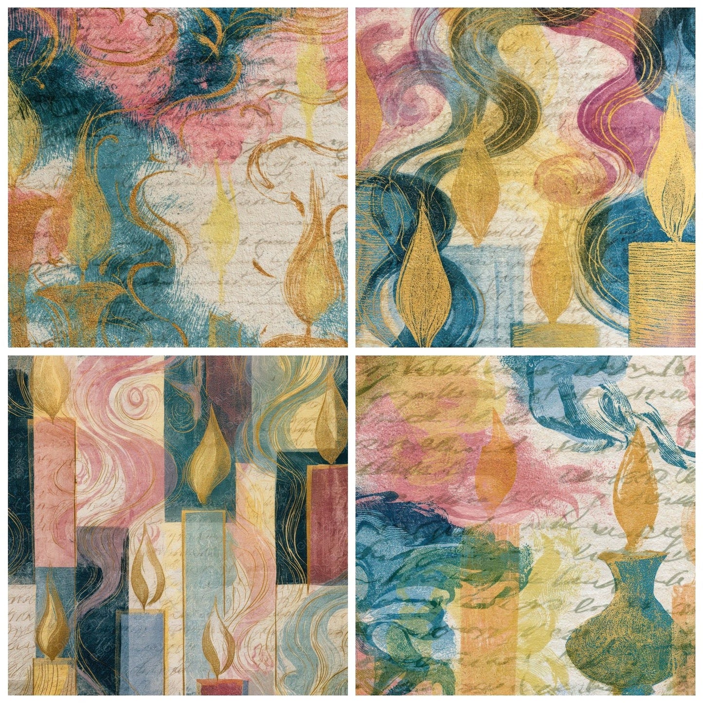 Drypoint Candle Smoke Pink Blue Lemon Digital Paper Pack (DDD013989)