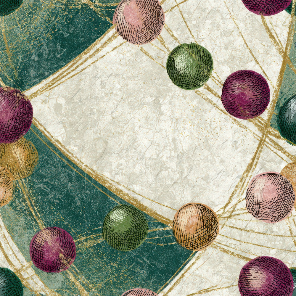 Engraving Mardi Gras Beads Green Blush Digital Paper Pack (DDD013990)
