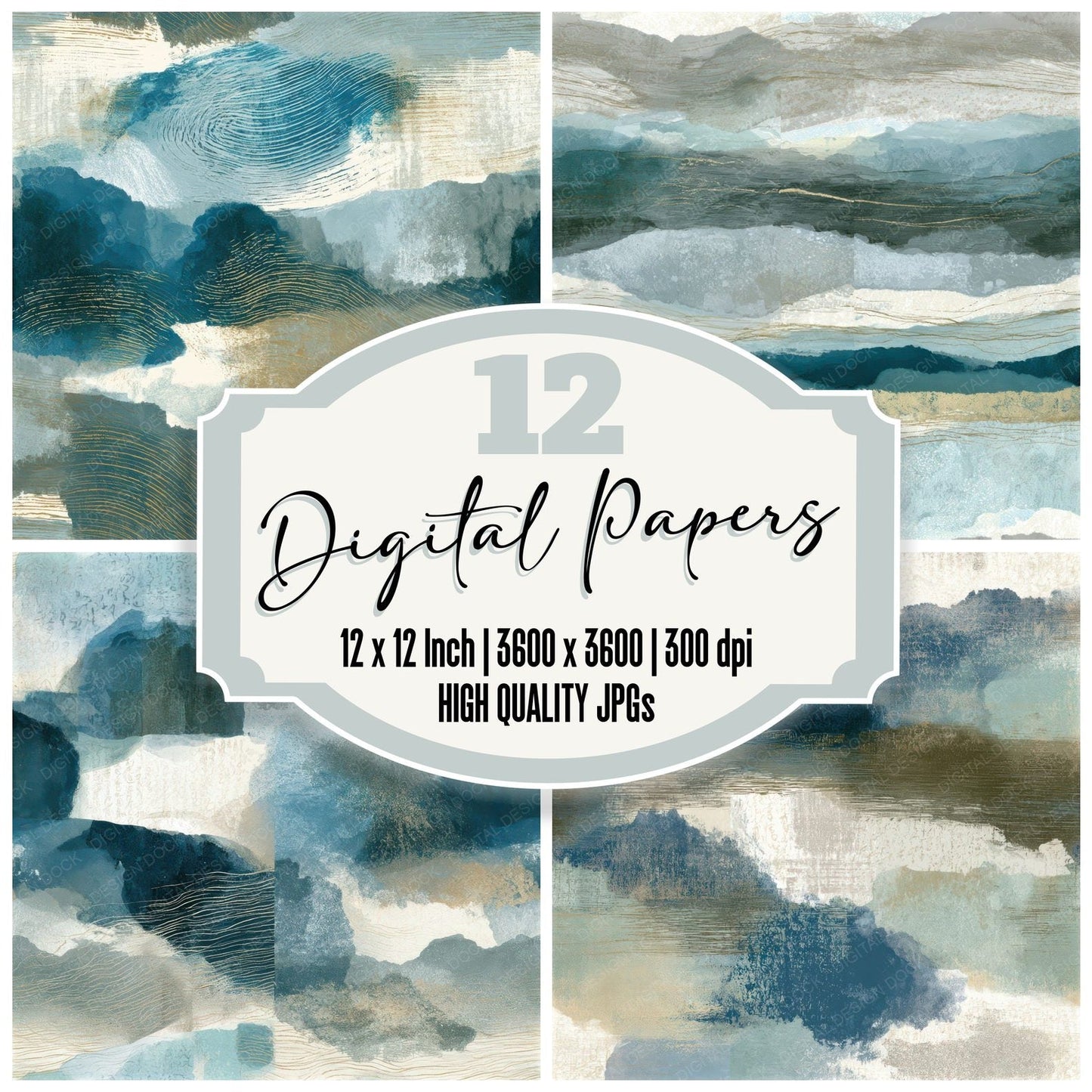 Etching Sea Glass Driftwood Tonal Seamless Digital Paper Pack (DDD013991)