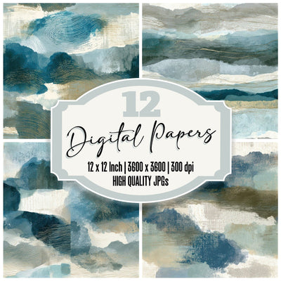 Etching Sea Glass Driftwood Tonal Seamless Digital Paper Pack (DDD013991)