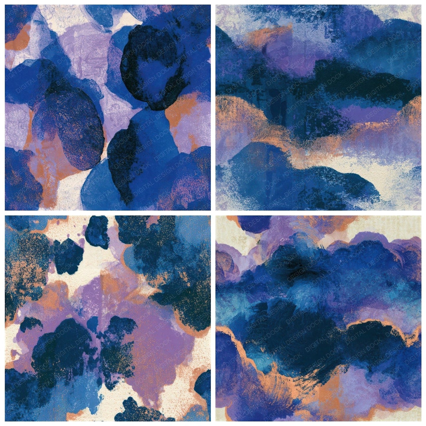Letterpress Azurite Lavender Bone Seamless Digital Paper Pack (DDD013993)