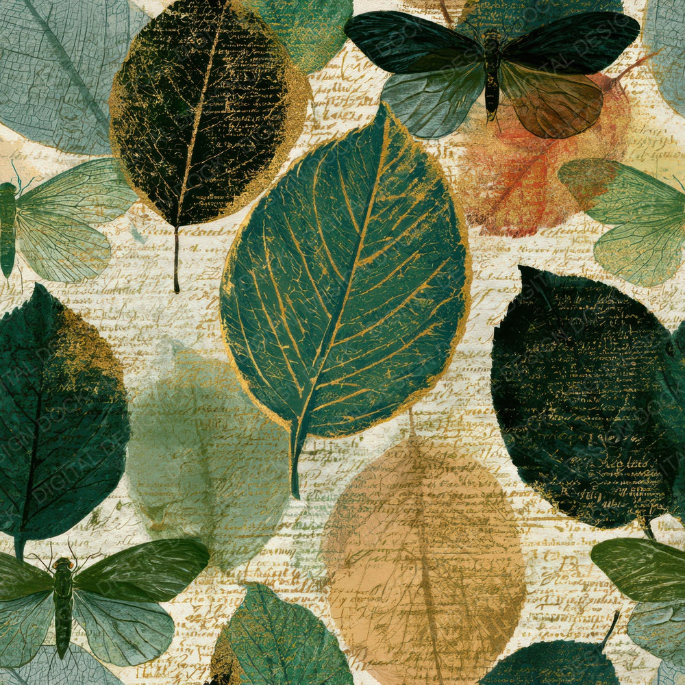 Maximalist Leaf Insects Soft Green Butter Digital Paper Pack (DDD013994)