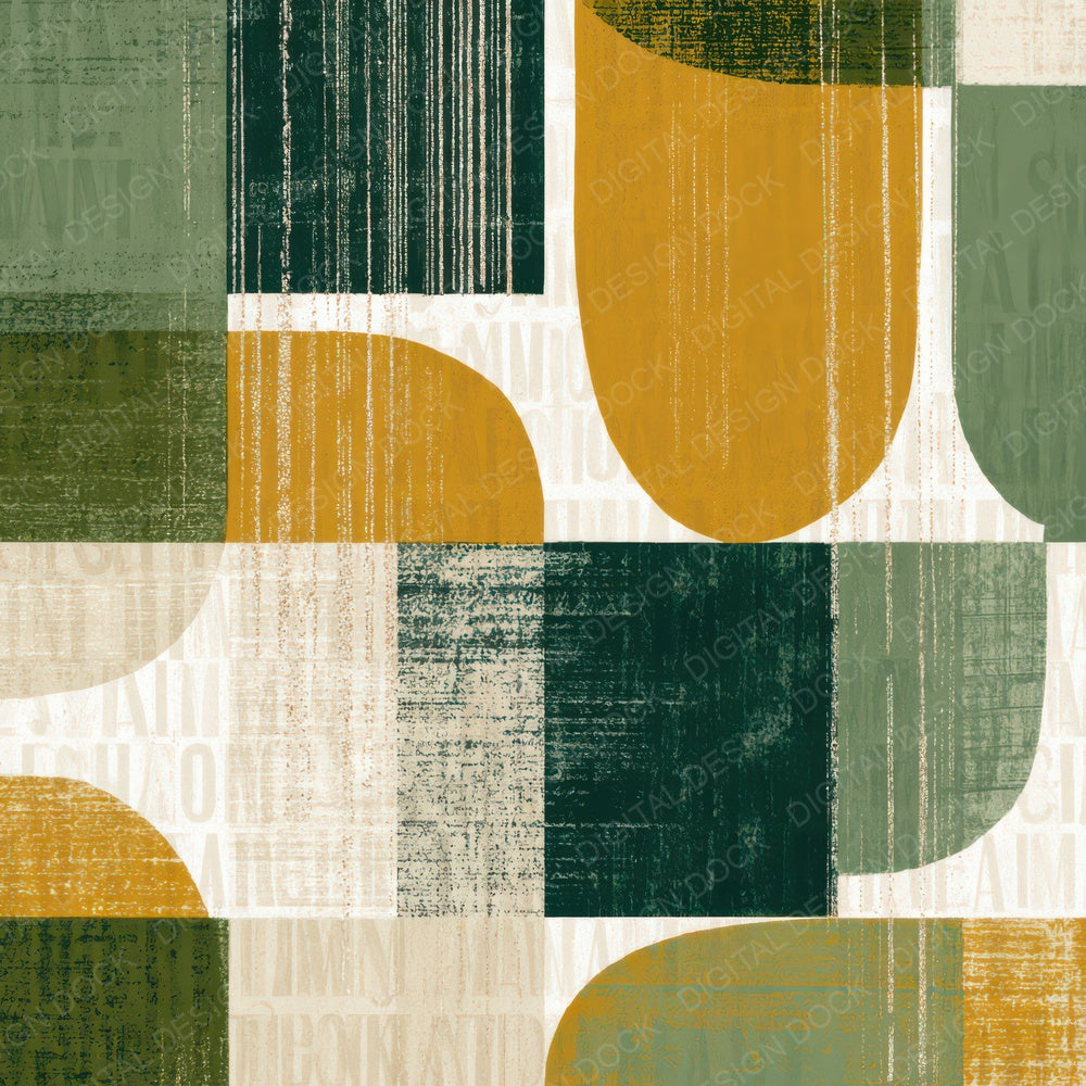 Mid Century Modern Soft Green Butter Abstract Digital Paper Pack (DDD013995)
