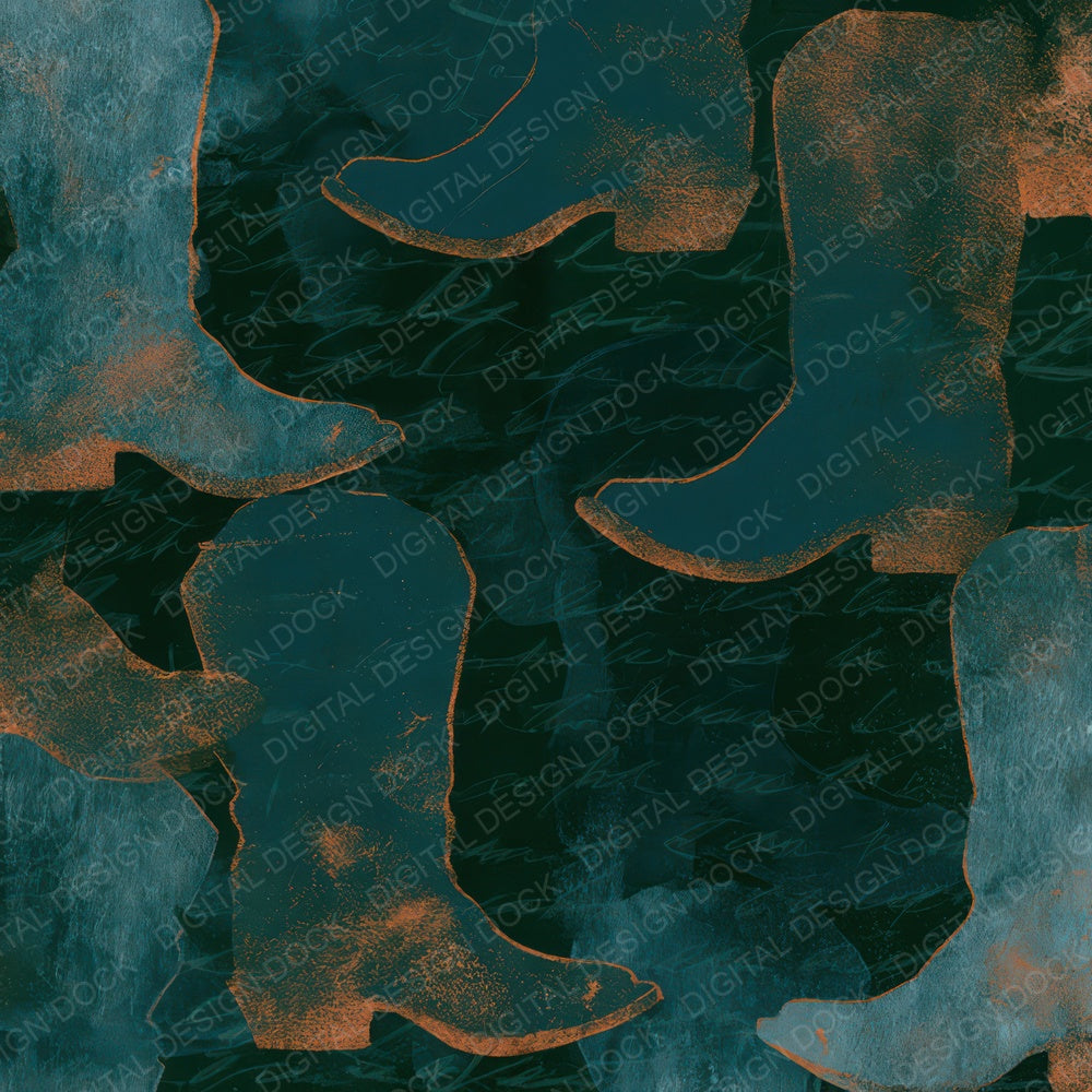 Photogram Cowboy Boots Jade Copper Digital Paper Pack (DDD013997)