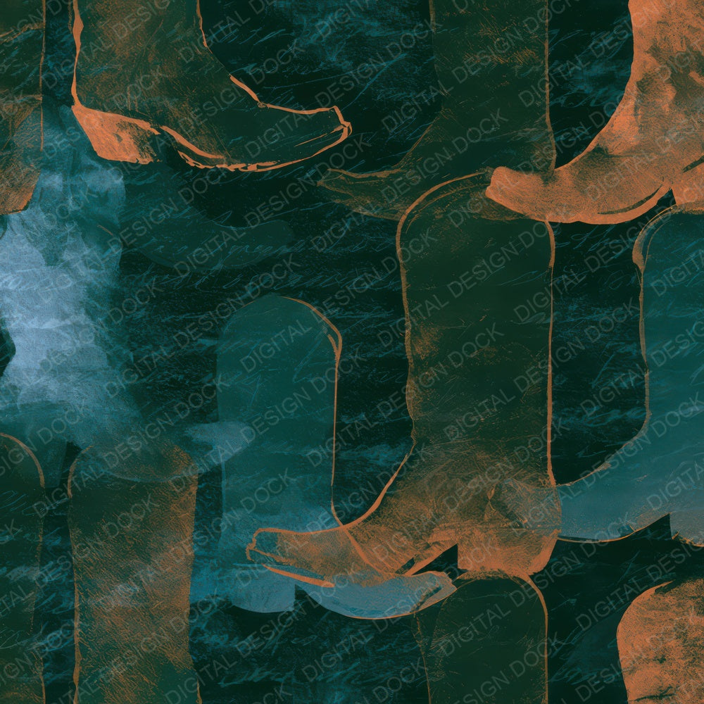 Photogram Cowboy Boots Jade Copper Digital Paper Pack (DDD013997)