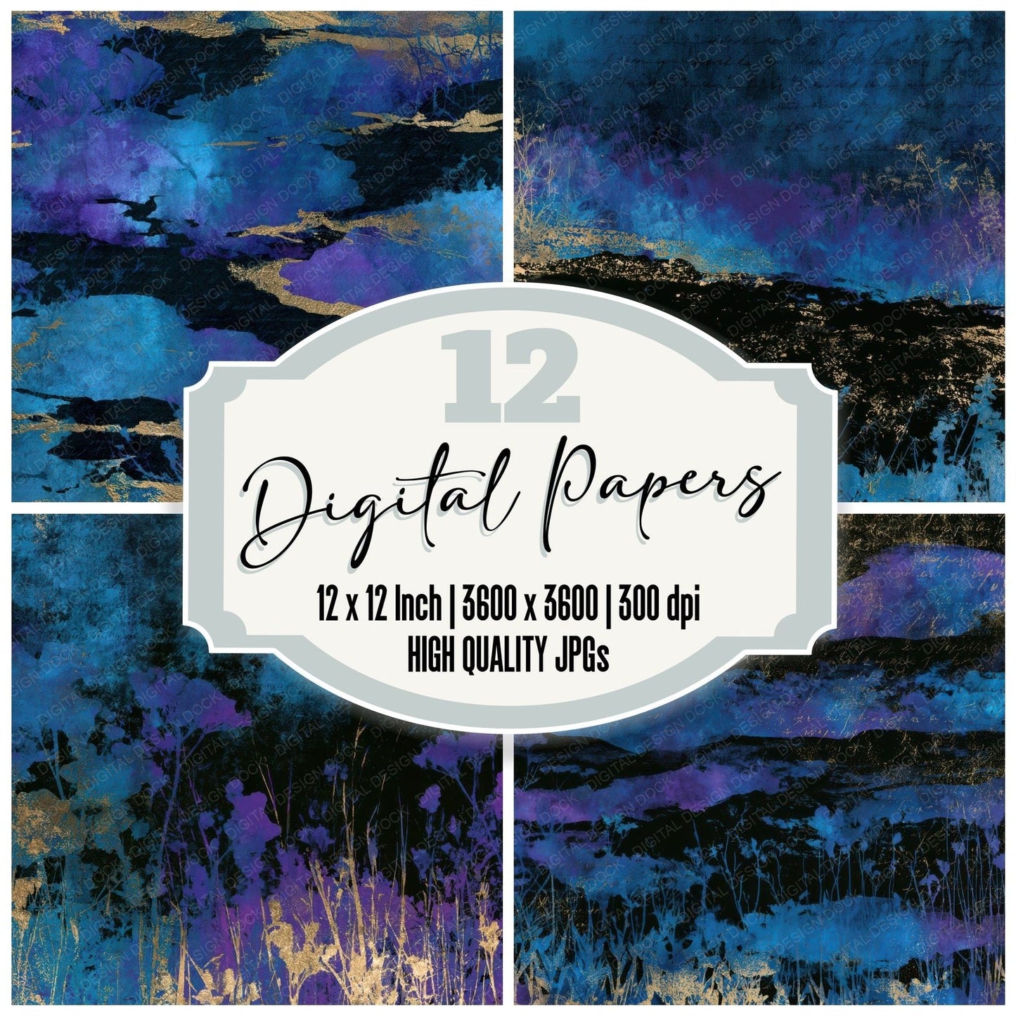 Photogram Tundra Cyan Violet Digital Paper Pack (DDD013999)