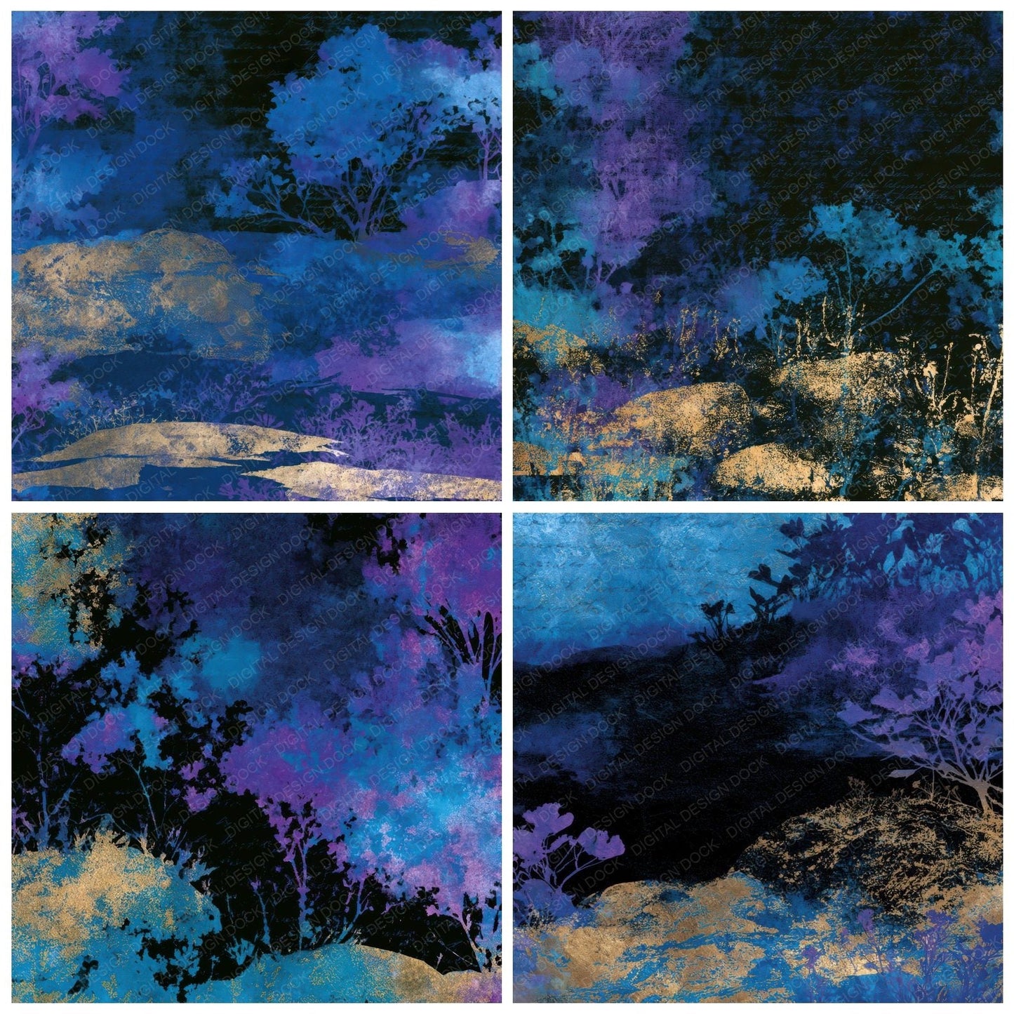 Photogram Tundra Cyan Violet Digital Paper Pack (DDD013999)