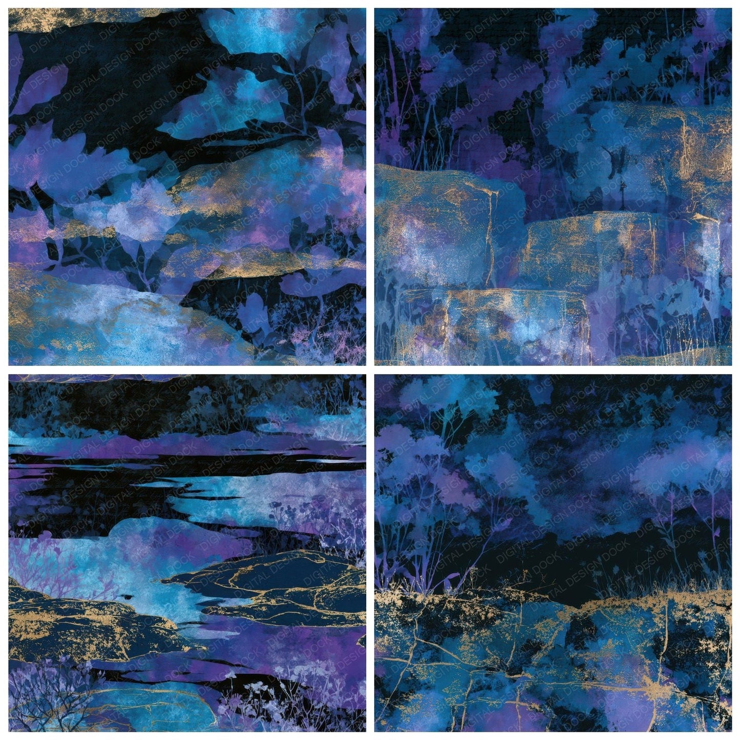 Photogram Tundra Cyan Violet Digital Paper Pack (DDD013999)