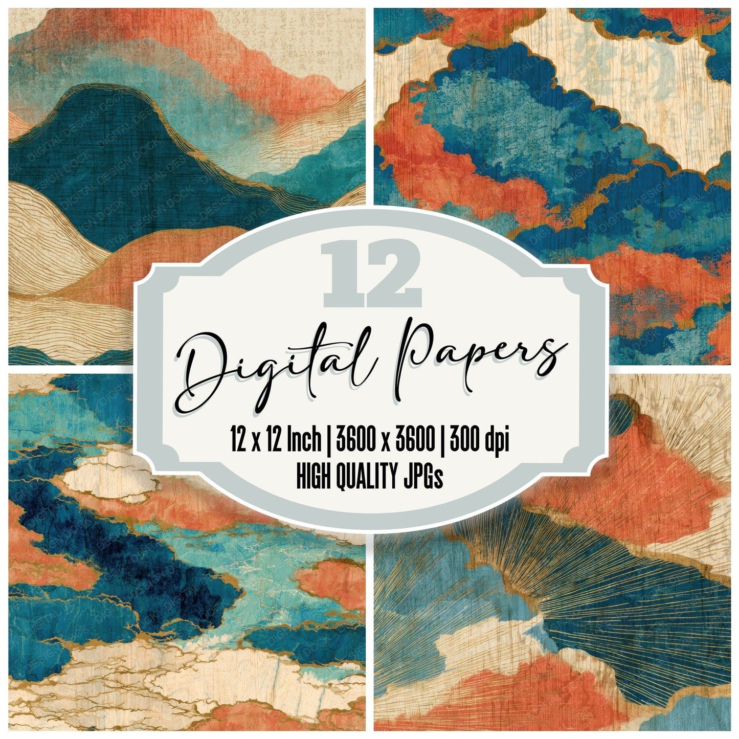 Pyrography Force Field Coral Blue Digital Paper Pack (DDD014000)