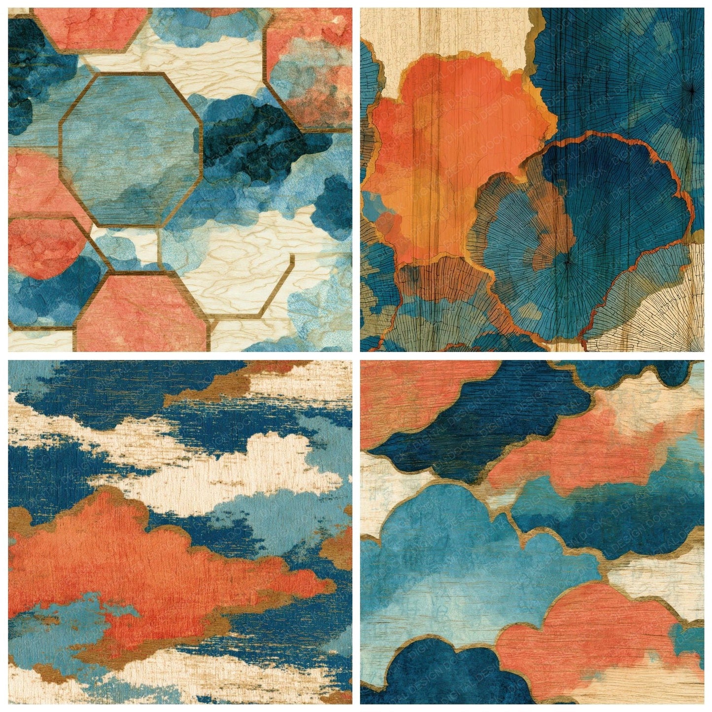 Pyrography Force Field Coral Blue Digital Paper Pack (DDD014000)