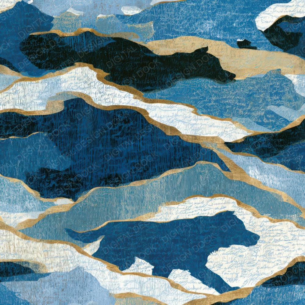 Ukiyo-e Puppies Icy Blue Charcoal Digital Paper Pack (DDD014002)