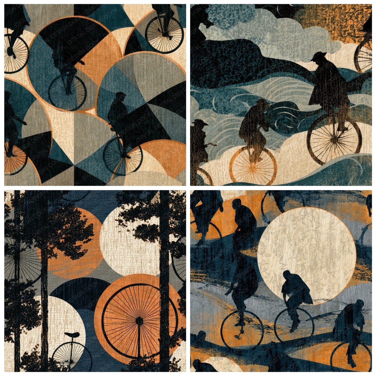 Ukiyo-e Unicycle Carnival Bone Digital Paper Pack (DDD014003)