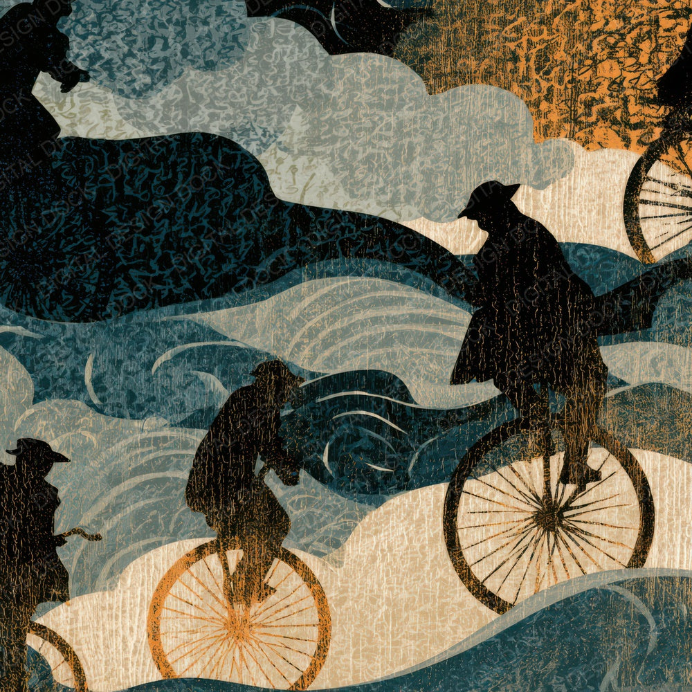 Ukiyo-e Unicycle Carnival Bone Digital Paper Pack (DDD014003)