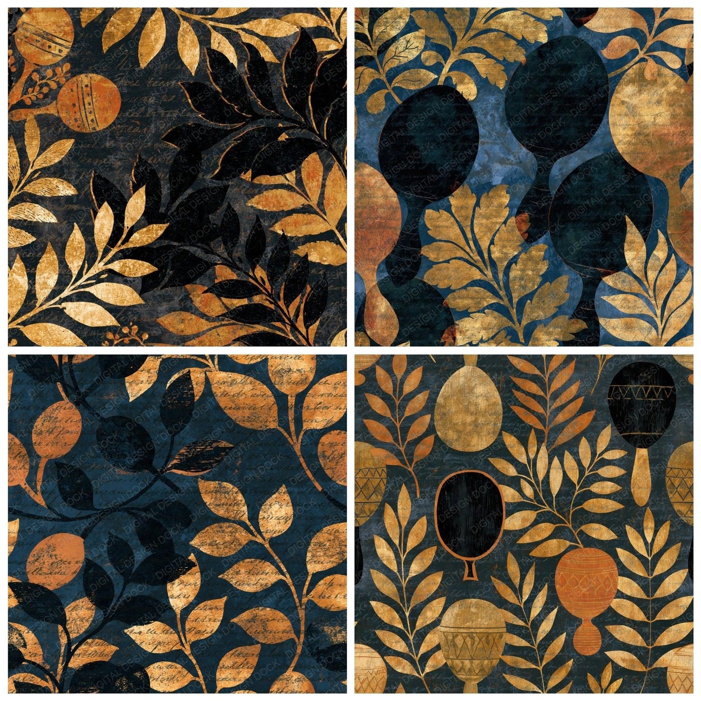 Egg Tempera Maracas Gold Black Digital Paper Pack (DDD014007)