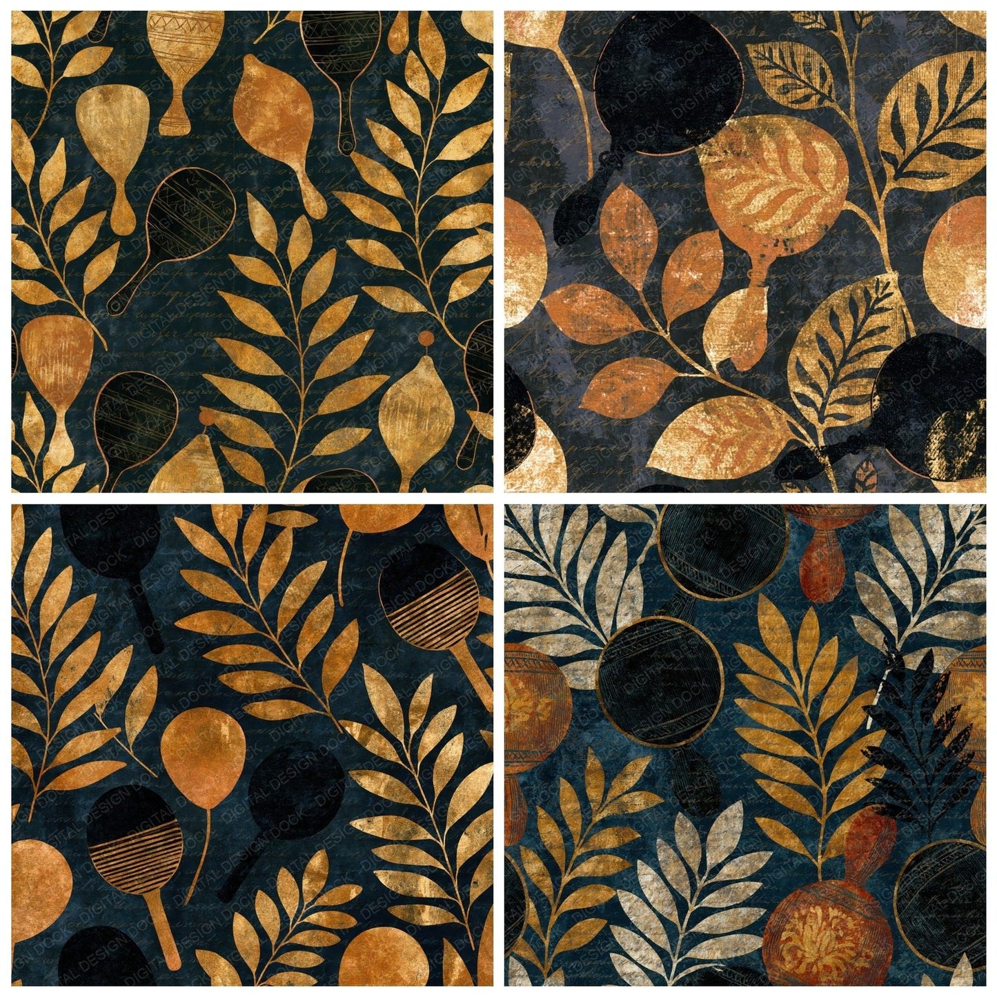 Egg Tempera Maracas Gold Black Digital Paper Pack (DDD014007)