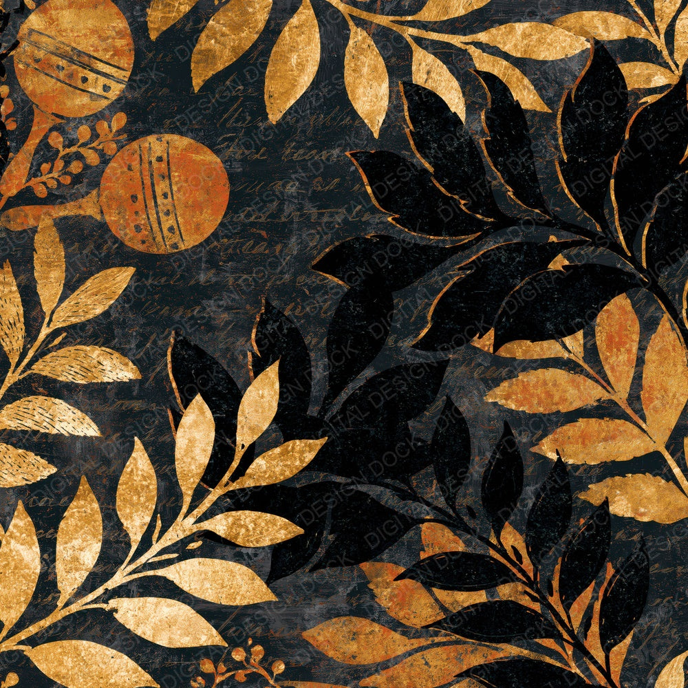 Egg Tempera Maracas Gold Black Digital Paper Pack (DDD014007)