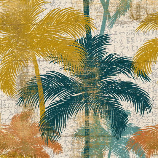 Engraving Neon Palms Mustard Teal Digital Paper Pack (DDD014010)