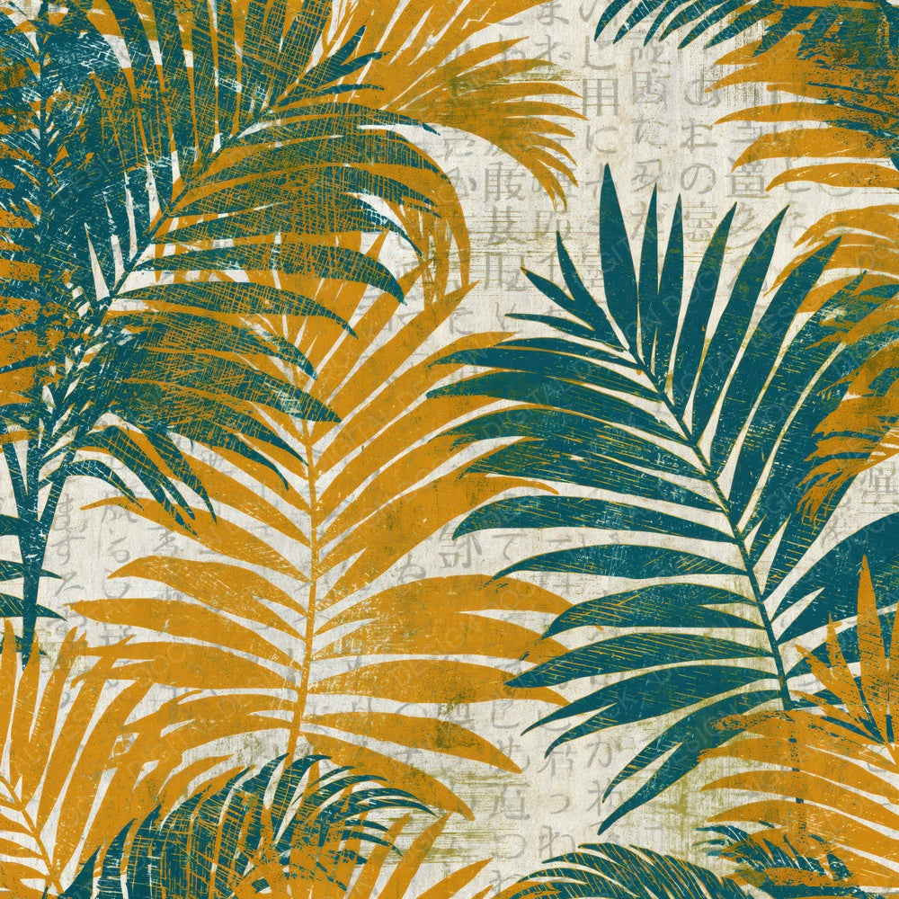 Engraving Neon Palms Mustard Teal Digital Paper Pack (DDD014010)