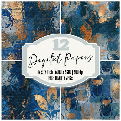 Fresco Scarab Beetle Midnight Silver Digital Paper Pack (DDD014011)