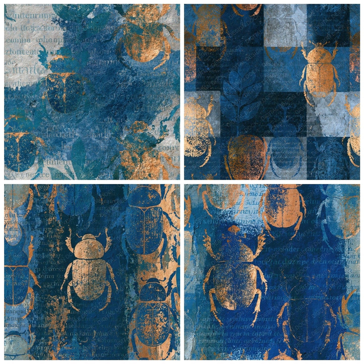 Fresco Scarab Beetle Midnight Silver Digital Paper Pack (DDD014011)
