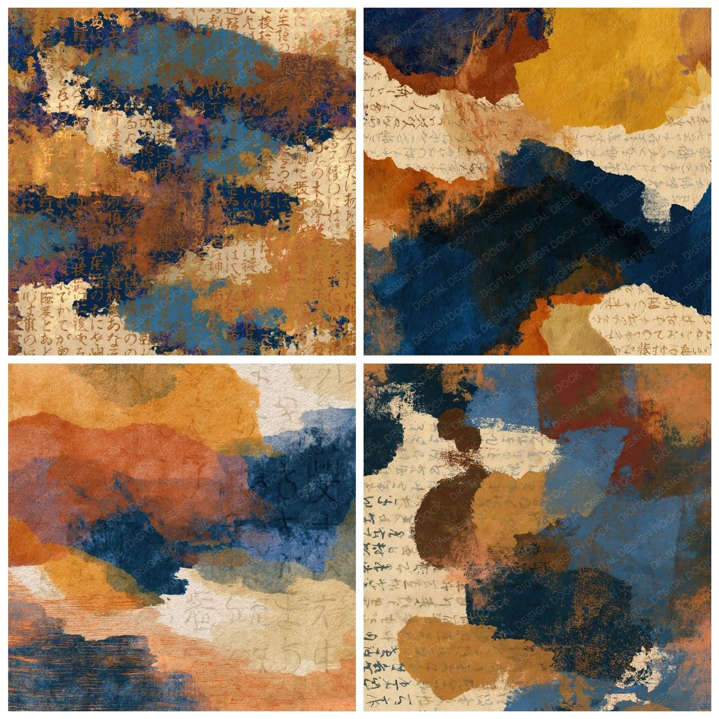 Maximalist Sienna Indigo Abstract Digital Paper Pack (DDD014013)